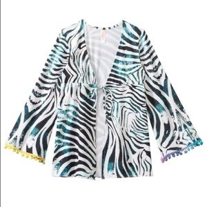 Girls Pilyq Tanzania Pom Pom Swim Cover Up